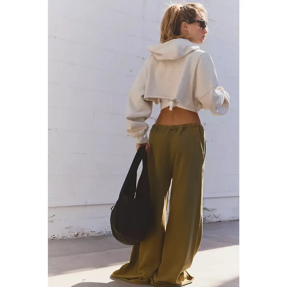 Free People Best Of Wide-Leg Low-Rise Cotton Pants - XS